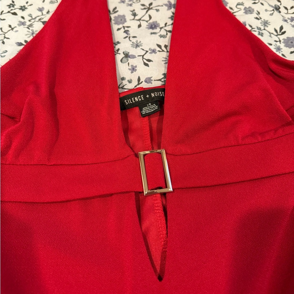 Silence + Noise Scarlet Halter Dress with Buckle